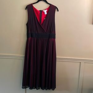 Gabriella Rossi red dress with black overlay. Size L